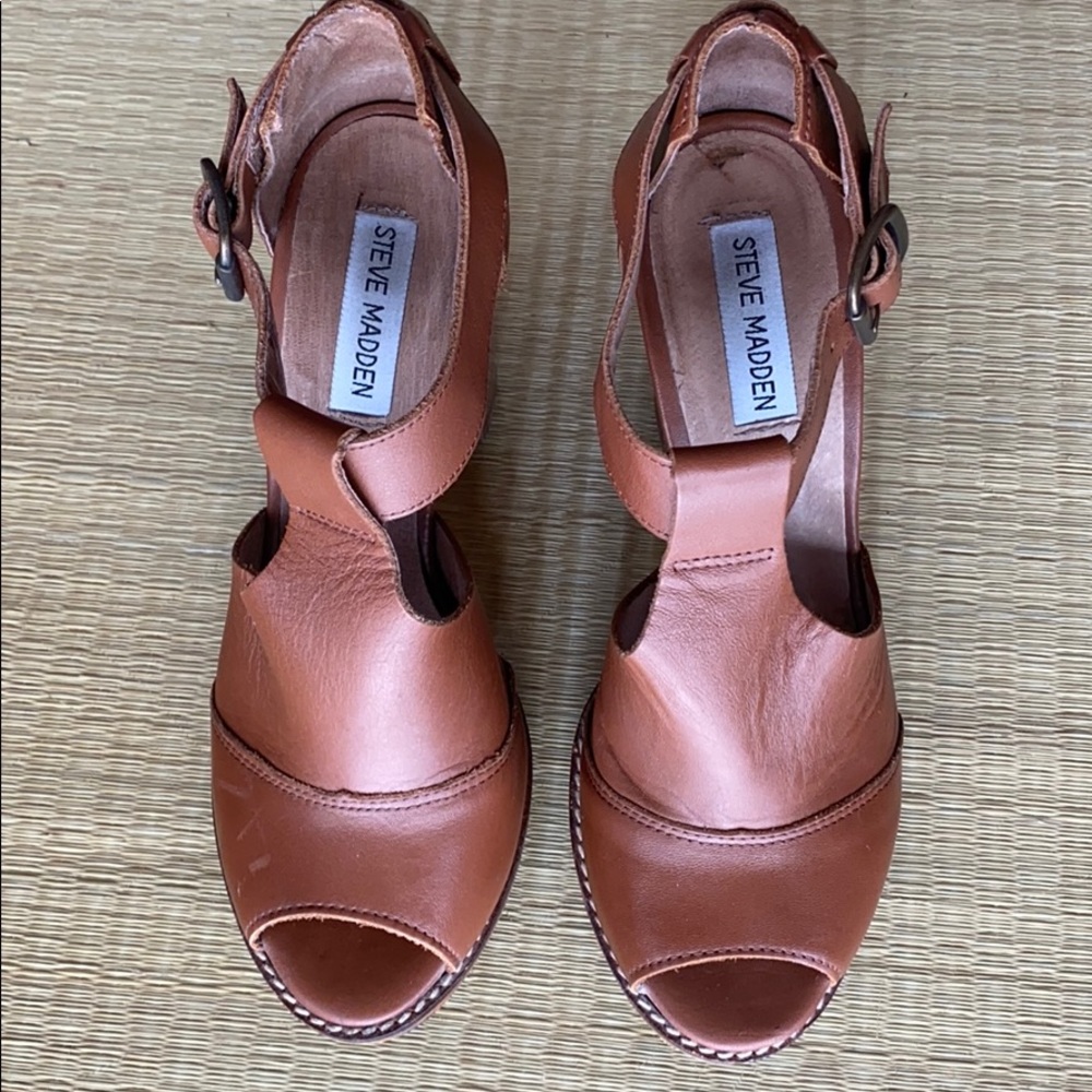 Steve Madden Tan Leather Sandal Heels - Picture 4 of 8